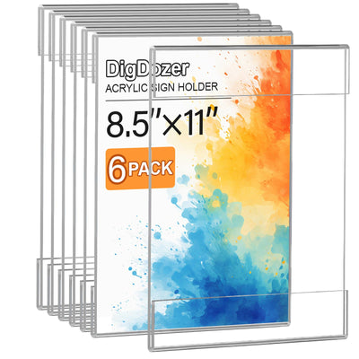 6 Pcs Acrylic Sign Holder 8.5 x 11 - No Drilling