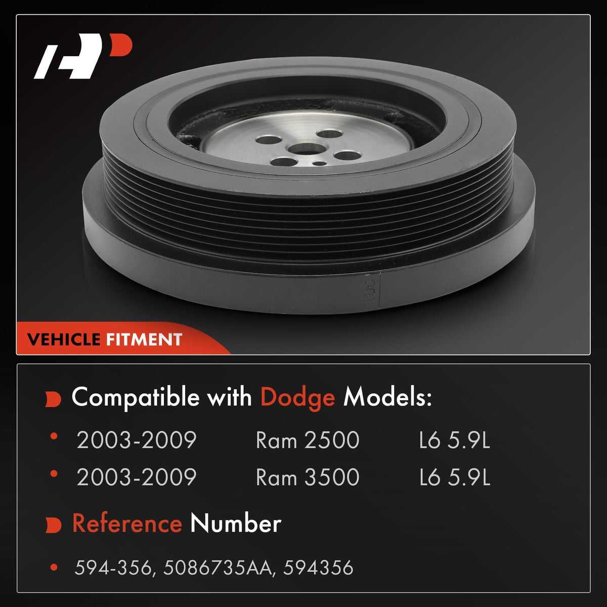 A-Premium Engine Harmonic Balancer Crankshaft Pulley Compatible with Dodge