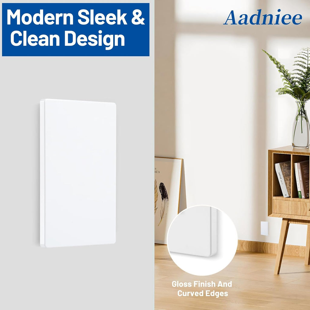 Screwless Blank Wall Plates, 1-Gang Child Safe No Device Outlet and Switch Covers, Standard Size 2.92" x 4.68" Hidden