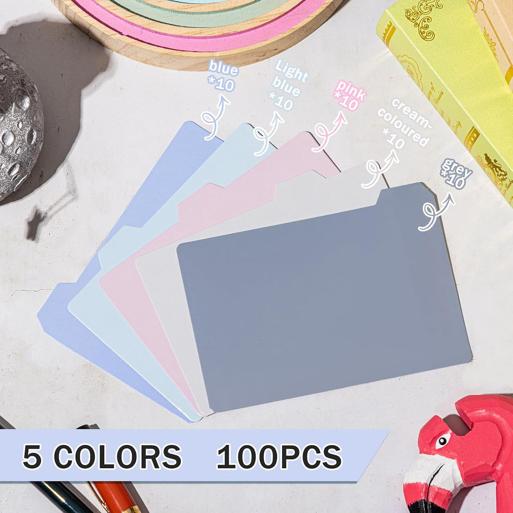 104 Pcs Index Card Guide Set Include 100 Pcs 4 x 6 Inch Index Card Dividers 5 Colors Dry Erase Index Cards 4 Pcs Self