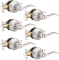 6 Pack Privacy Locksets Interior Door Levers/Handles for Bedroom Bath, Wave Levers, Right Left Handed Door Knobs