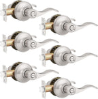 6 Pack Privacy Locksets Interior Door Levers/Handles for Bedroom Bath, Wave Levers, Right Left Handed Door Knobs