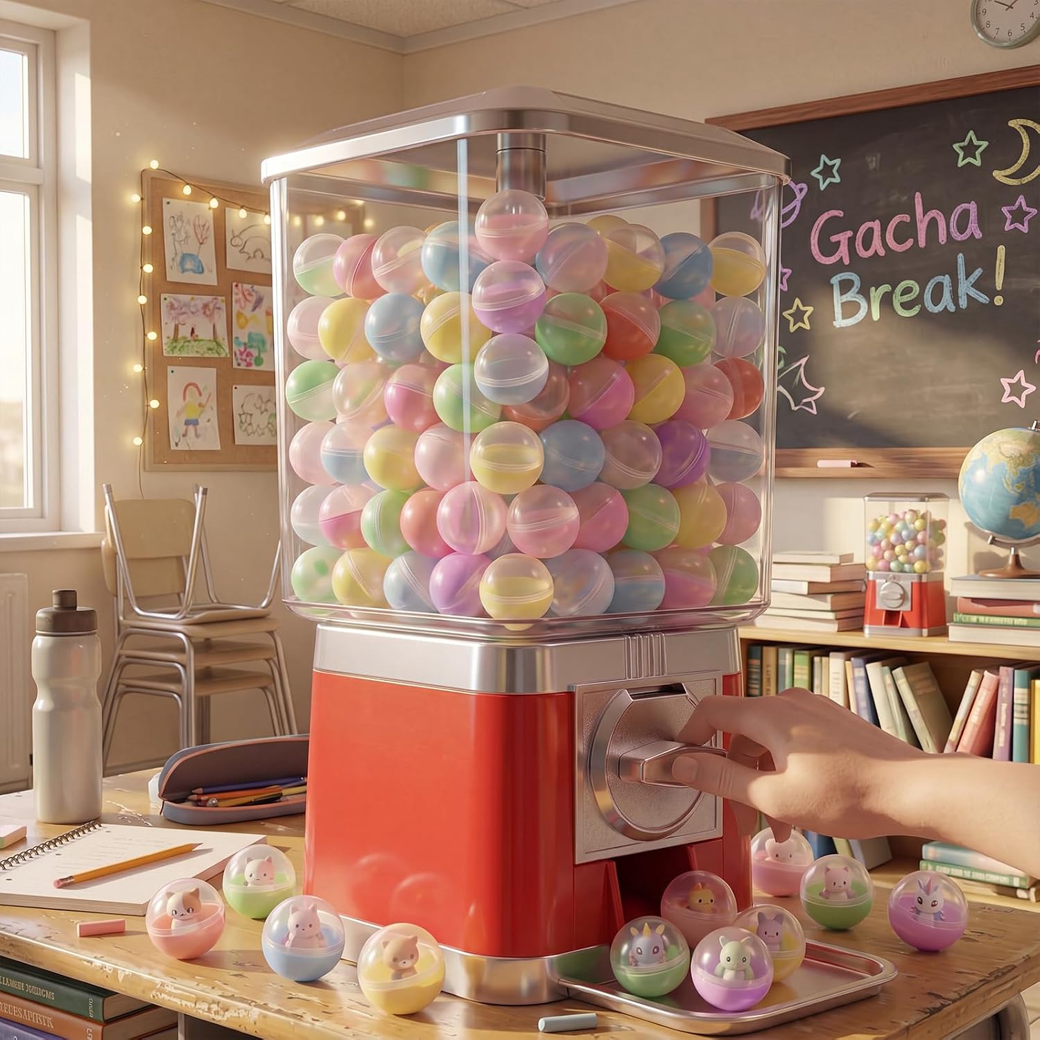 31 Pcs Classroom Gumball Prize Machine with Empty Balls 17 x 7.8 x 7.8 Inches Teacher Student Classroom Token Reward
