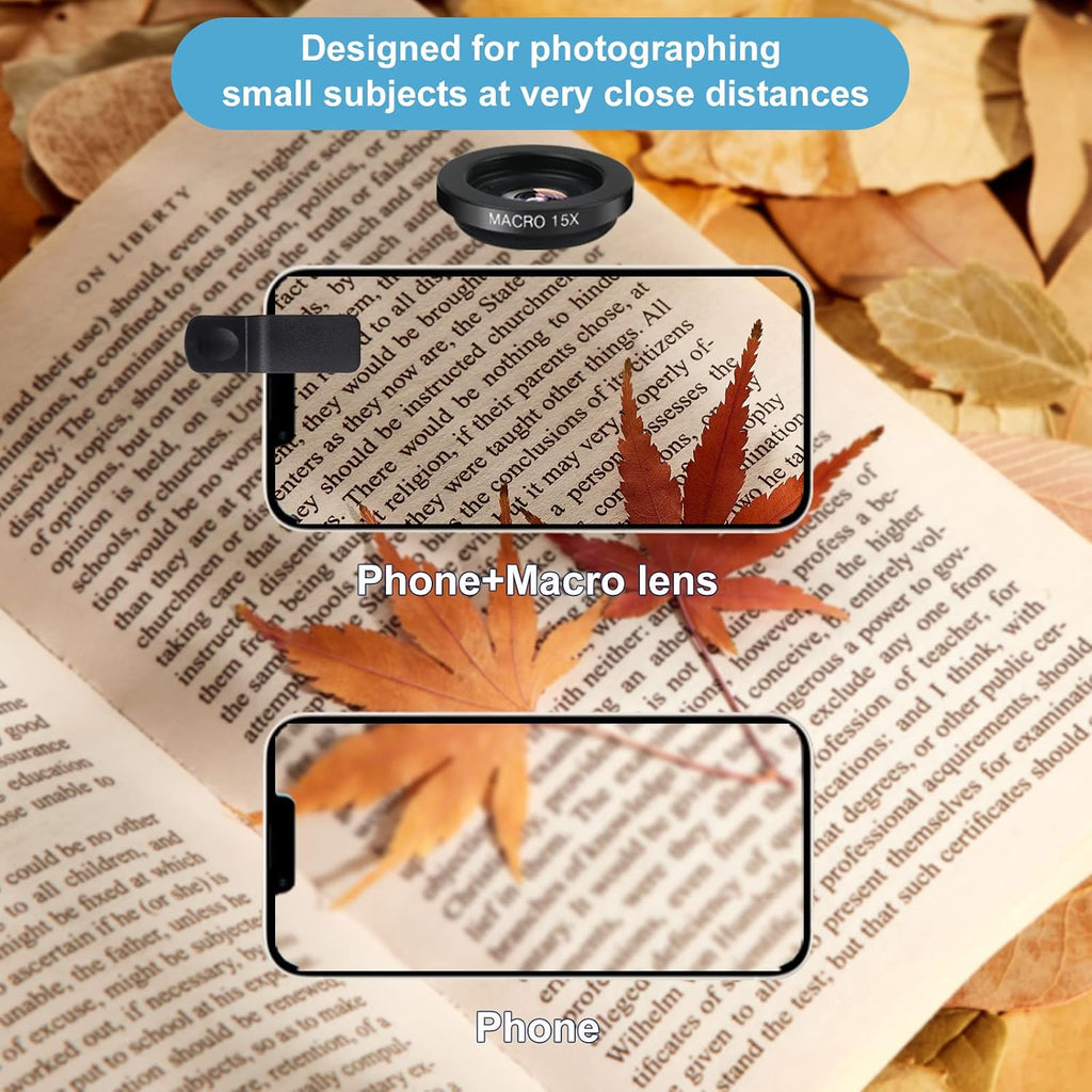Phone Camera Lens (11 Lenses) Phone Lens Kit, Clip on Fisheye/Macro/Wide Angle Lens Attachment with Travel Case for