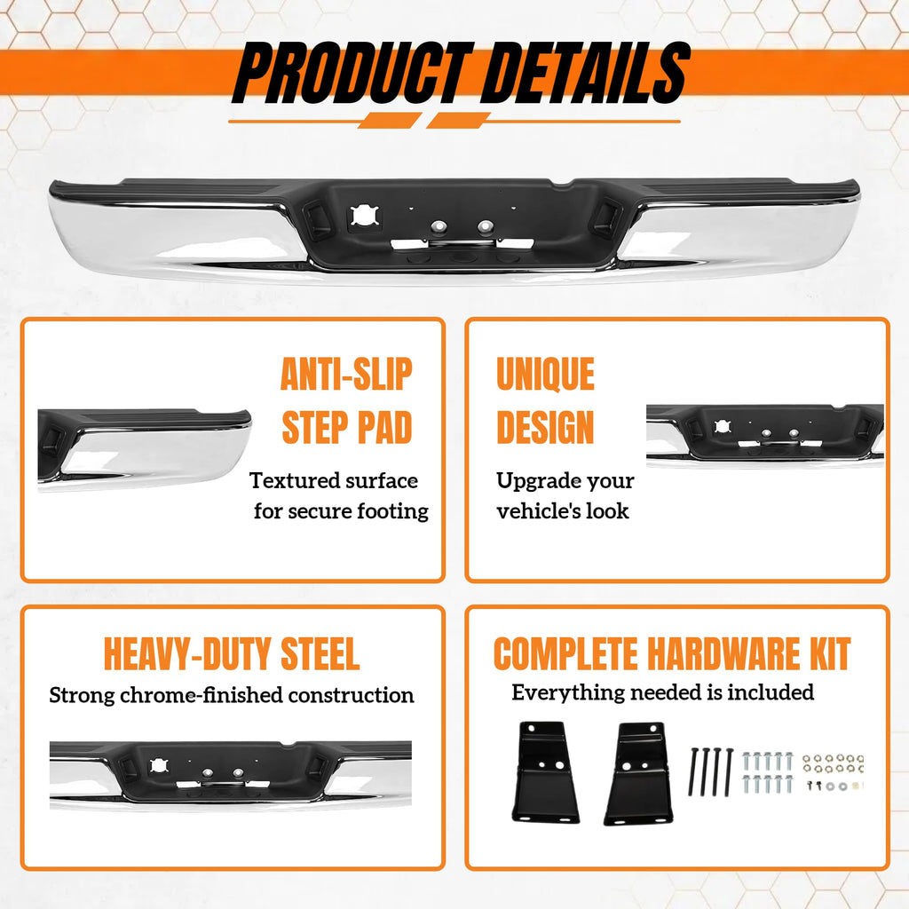 Jolexauto Chrome Rear Bumper Compatible with 2002-2009 Dodge Ram