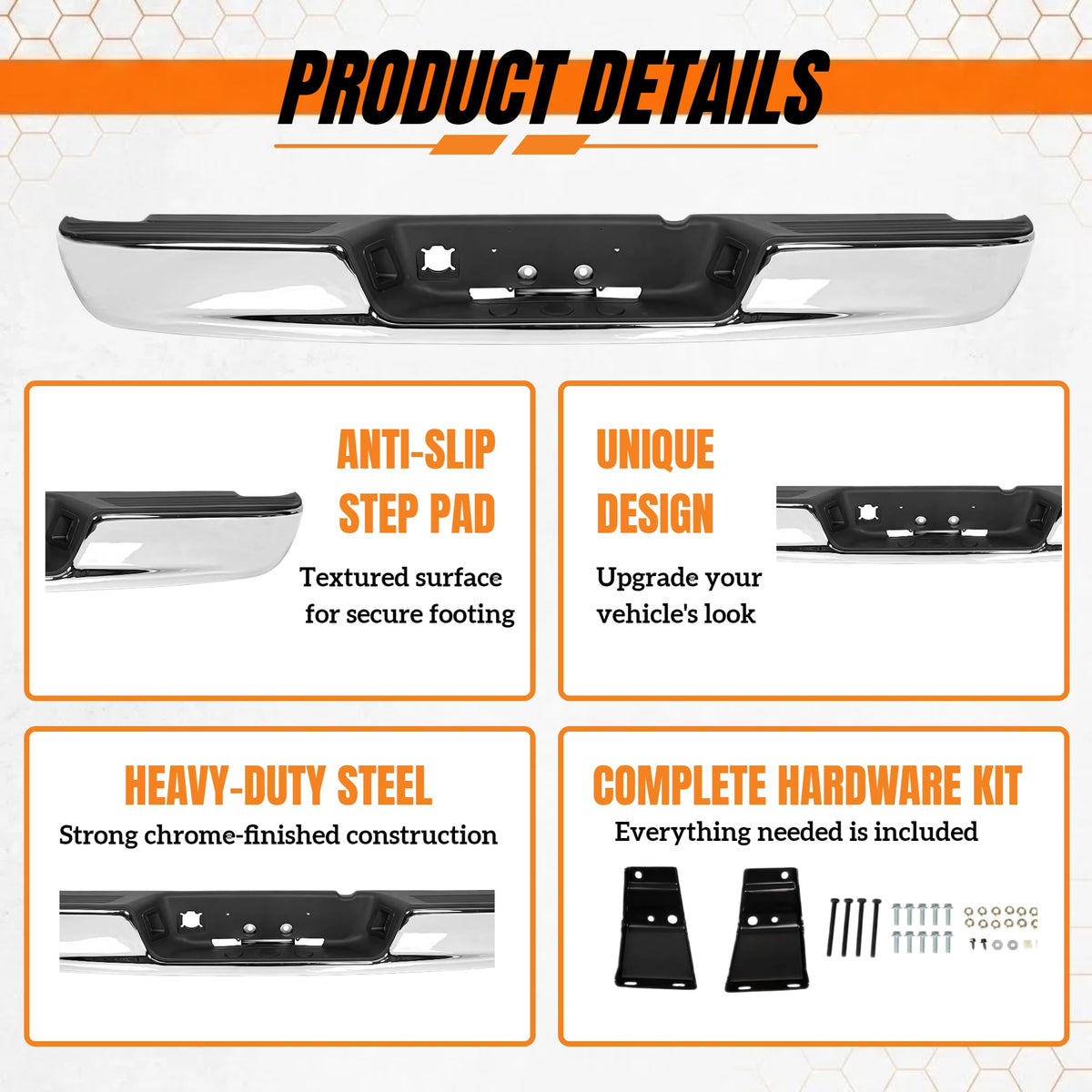Jolexauto Chrome Rear Bumper Compatible with 2002-2009 Dodge Ram
