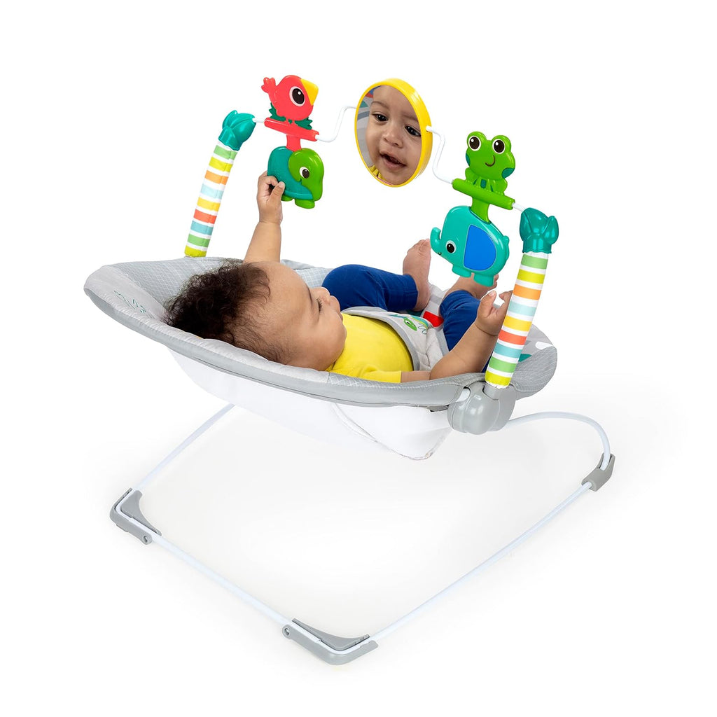 Playful Paradise Comfy Baby Bouncer Seat with Soothing Vibration and Toys, Unisex, 0-6 Months