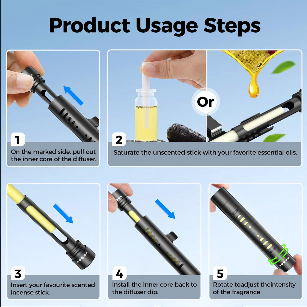 2pcs Car Perfume Diffuser With 12 Odorless Refill Sticks Black