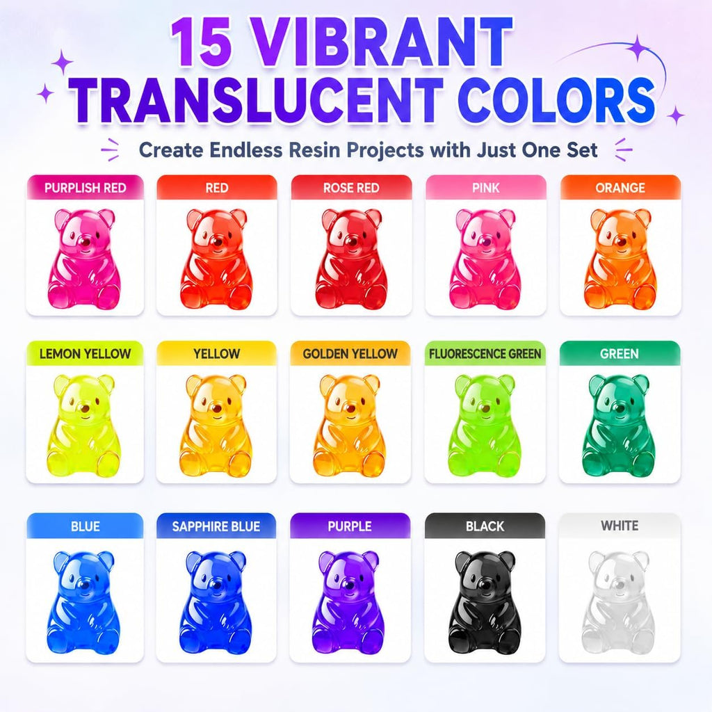 Epoxy Resin Dye,15 Color Translucent Epoxy Resin Pigment | Odorless Concentrated Resins Paint Each 0.35oz,Liquid