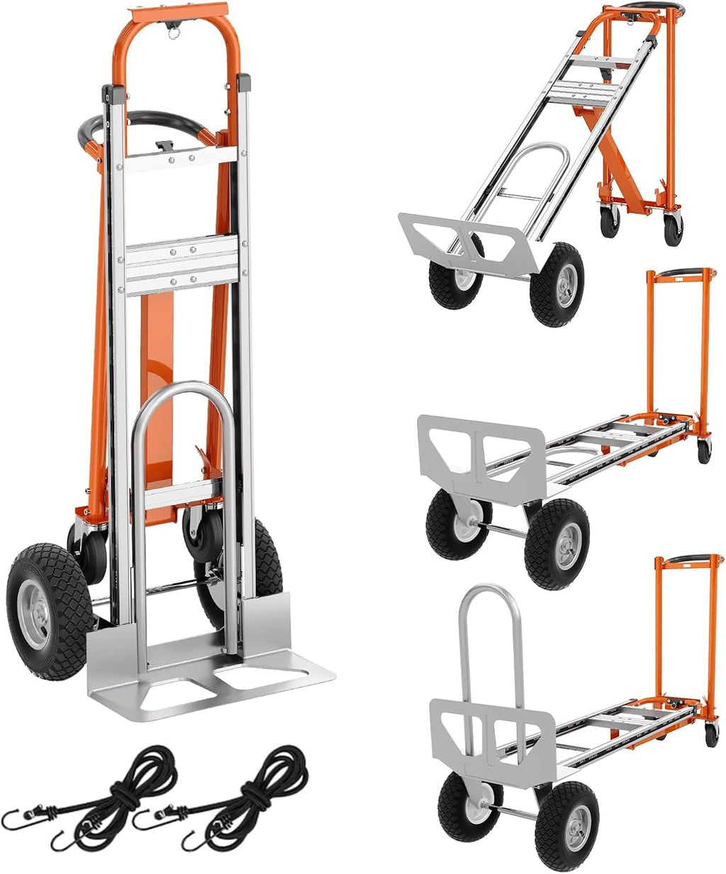 4 in 1 Convertible Hand Truck, Aluminum Hand Trucks 1000 Lb Capacity, Convertible Hand Truck with Wheels, Elastic