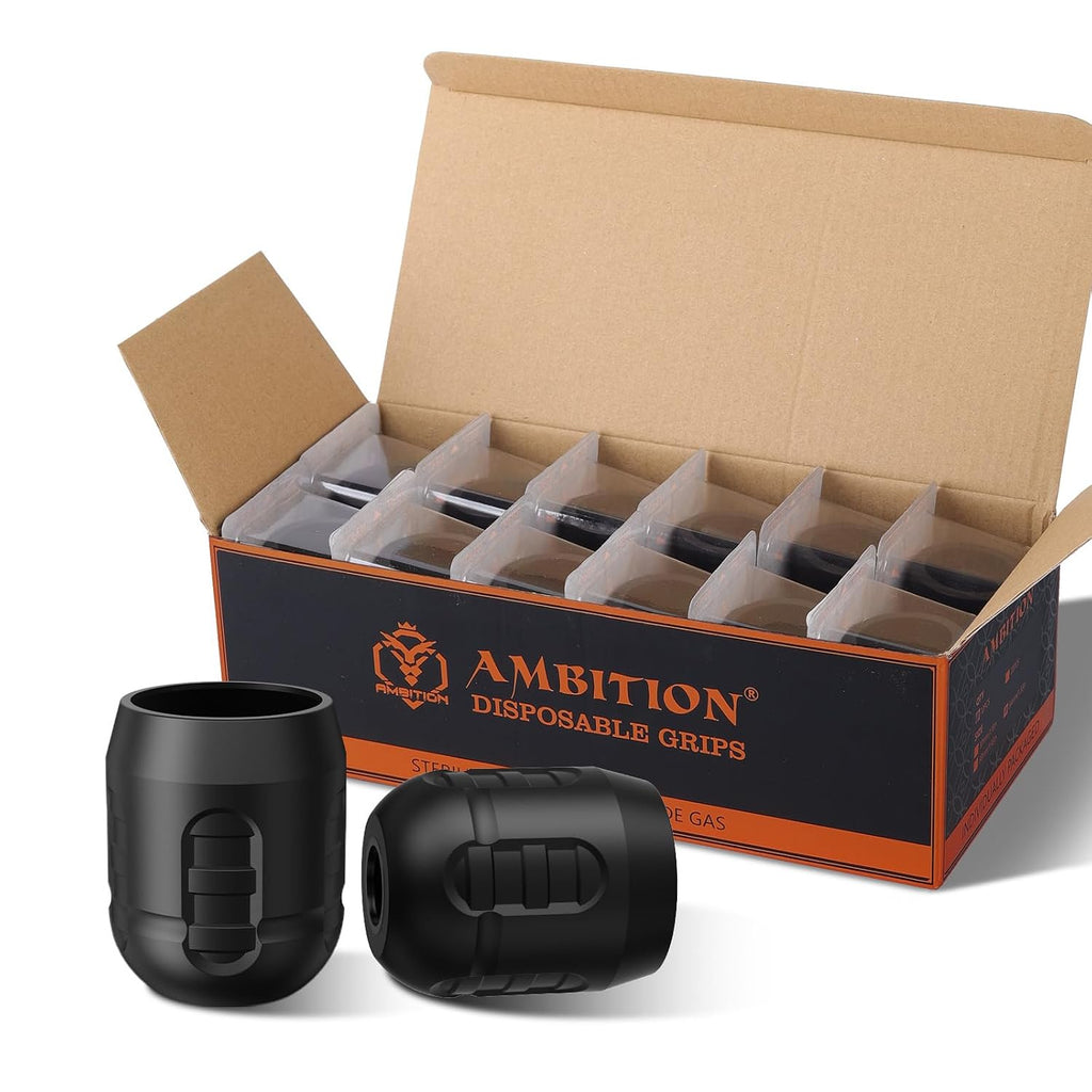 Soldier P3 42MM Disposable Tattoo Grips - 12Pcs Professional Tattoo Rubber Grip Cover with Click Adjust System Supply
