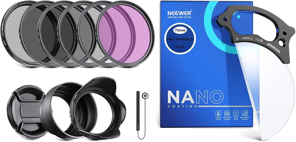 67mm ND Filter Kit and Lens Accessories, ND2 ND4 ND8 UV FLD CPL(Circular Polarizing) Filter Set with Lens Cap/Tulip