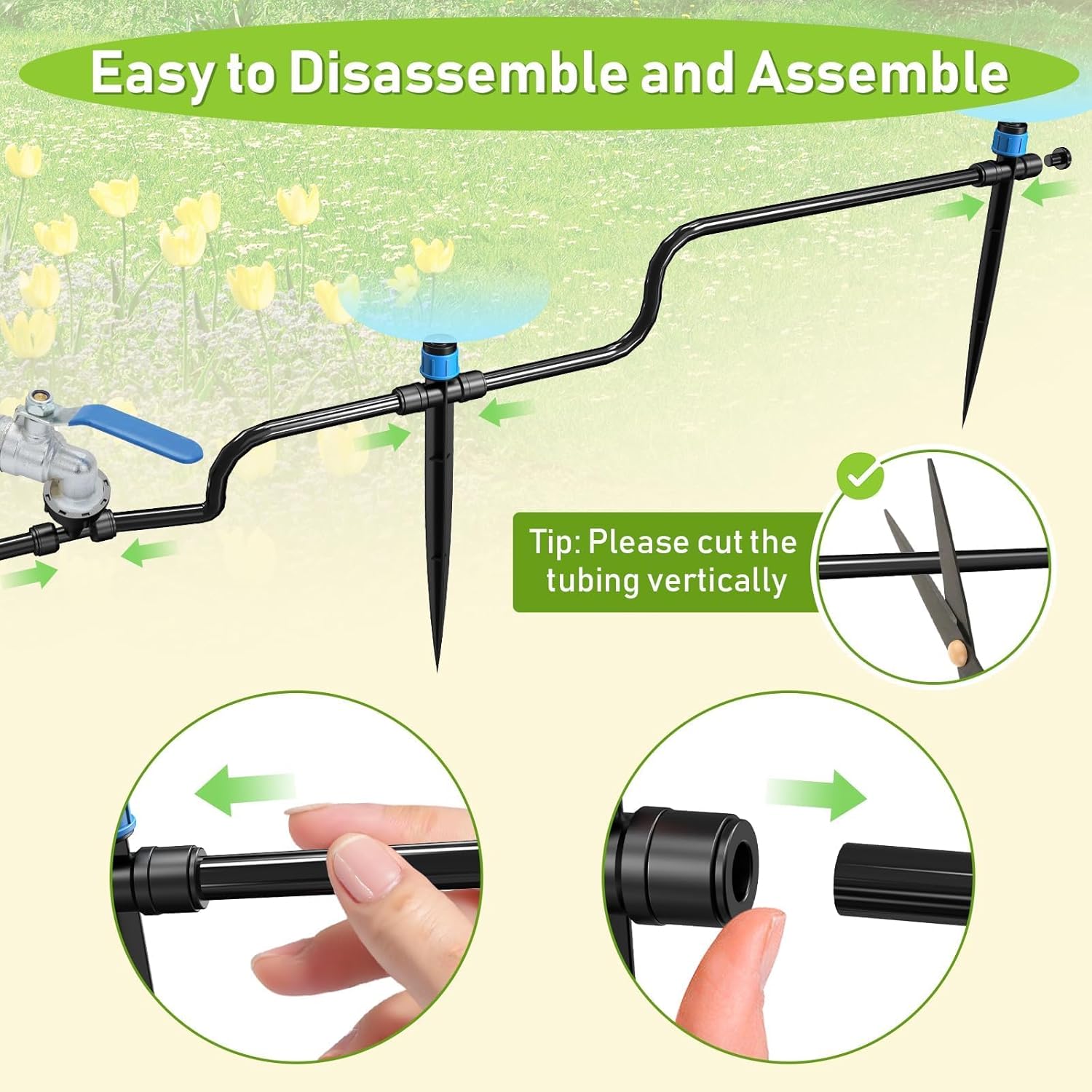 118FT Drip Irrigation System, Garden Watering System, Quick-Connect Drip Irrigation Kit for Lawn Raised Bed