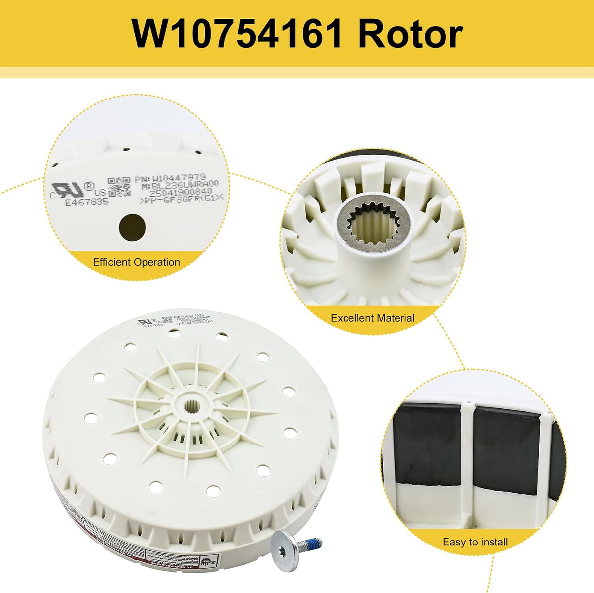 W10754161 W10447979 Washer Rotor (OEM) Compatible with whirlpool maytag