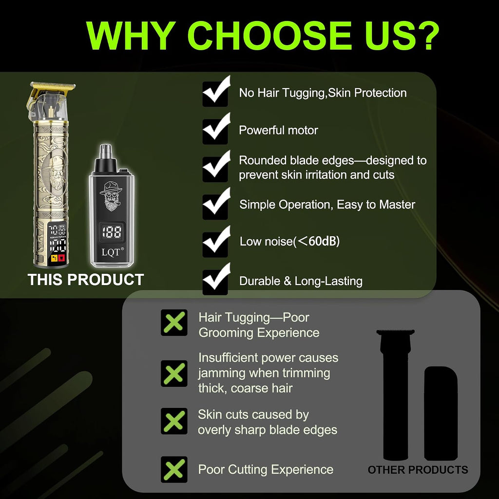 Hair Clippers for Men 2 in 1 Beard and Mustache Trimmer for Men T Liners Trimmers Electric Cordless Nose and Ear Hair