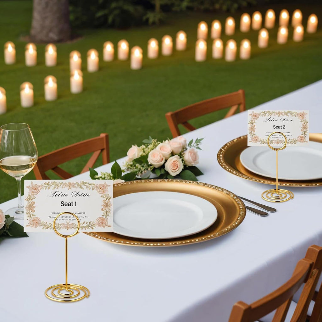 Gold Table Number Holder Card Place Card Holder, 20 PCS | 3.34 Inch Table Card Holder, Cards Stand, Name Menu Clips