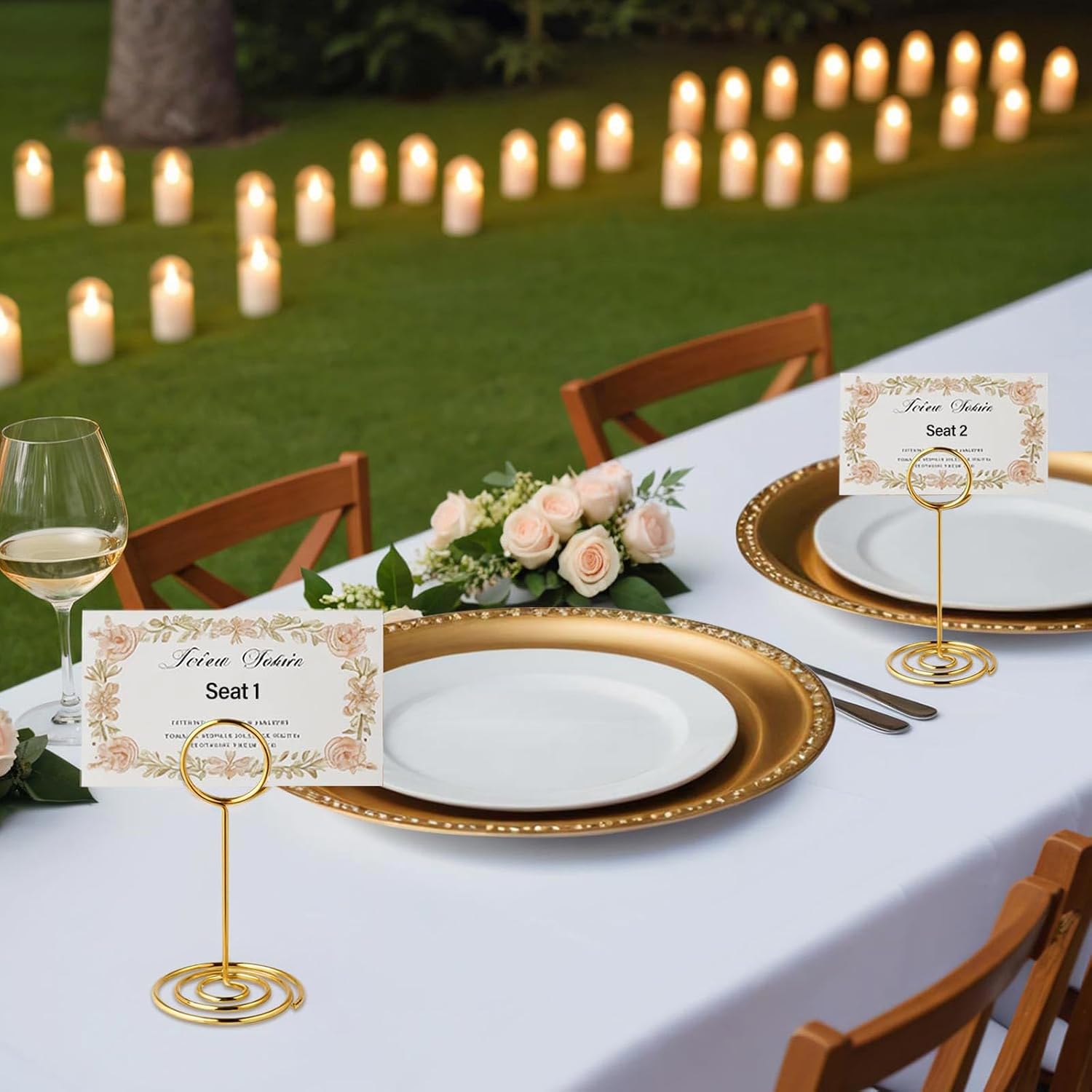 Gold Table Number Holder Card Place Card Holder, 20 PCS | 3.34 Inch Table Card Holder, Cards Stand, Name Menu Clips