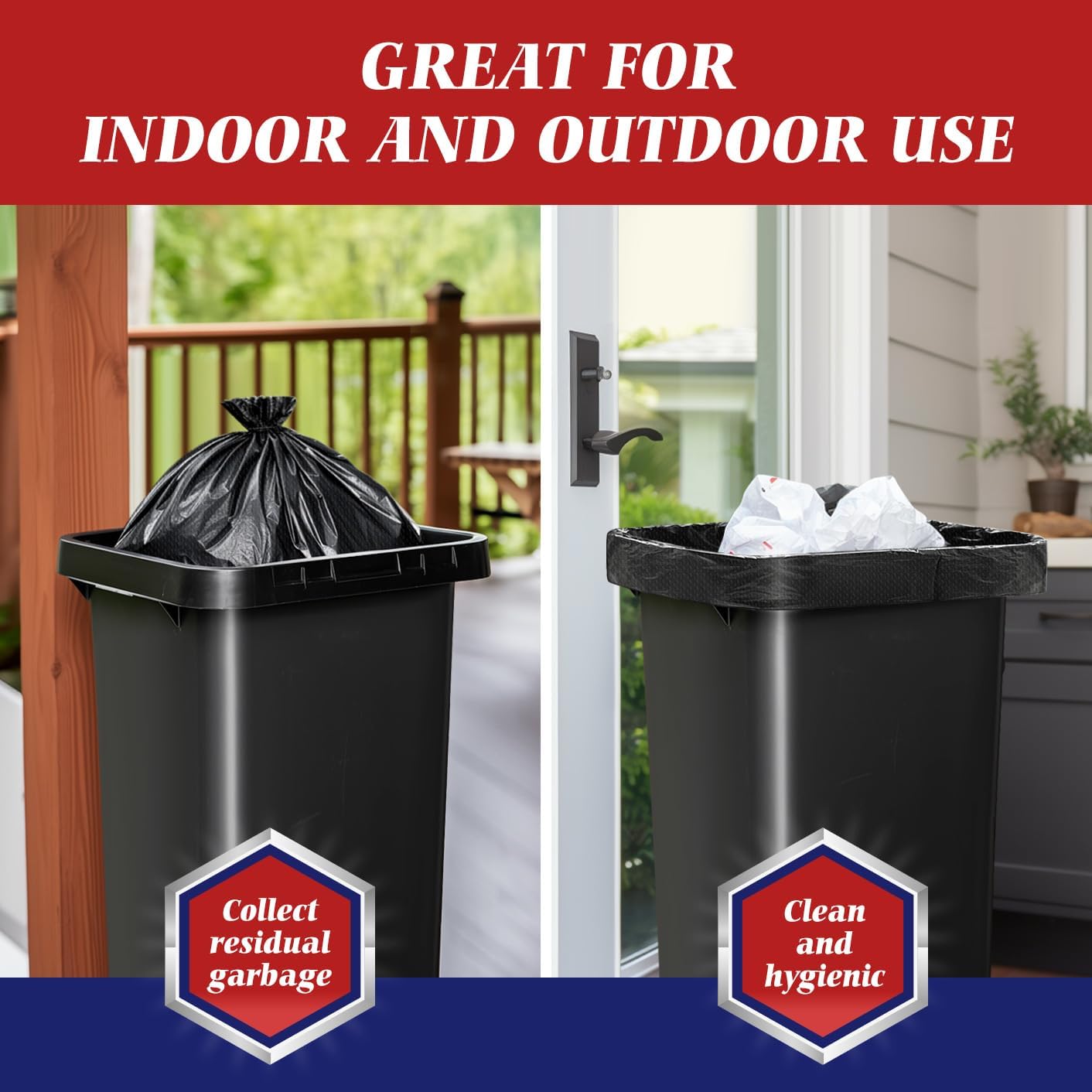 55-60 Gallon Black Trash Bags 20 Bags Extra Large Garbage Bags - 39" x 53" | Fit 45,49,50,55,60 gal Lawn And Leaf