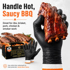 BBQ Gloves Disposable, 100 Nitrile Gloves + 4 Cotton Liners, 10 Mil, Large