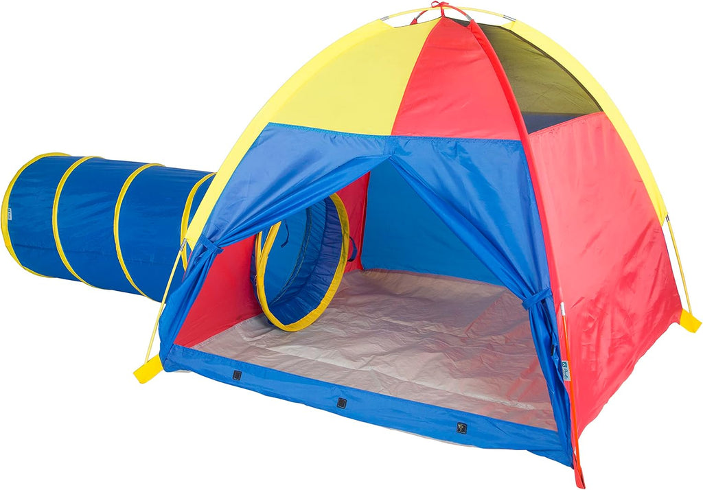 20414 Kids Hide-Me Dome Tent and Crawl Tunnel Combo for Indoor/Outdoor Play Red/Yellow/Blue Large