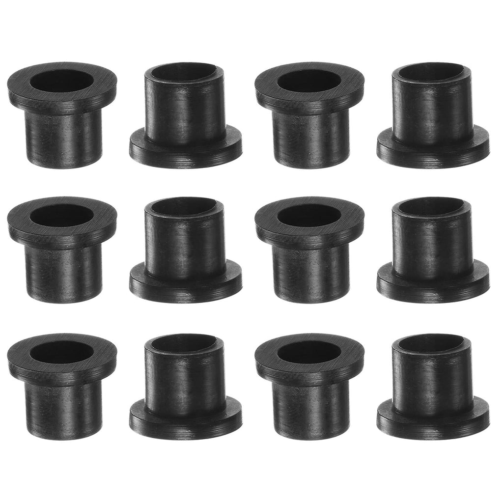 HARFINGTON 12pcs Flanged Sleeve Bearings 8.1mm Bore 10mm OD 10mm Length Nylon Bushings for Shaft, Black