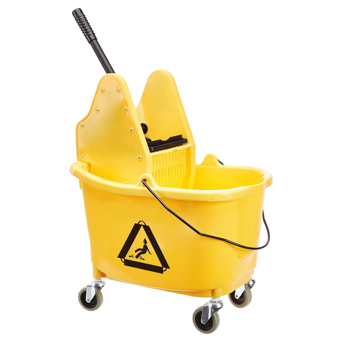 Floor Cleaning Rectangular Mop Bucket with Sturdy Down Press Wringer Combo, 35-Quart, Yellow