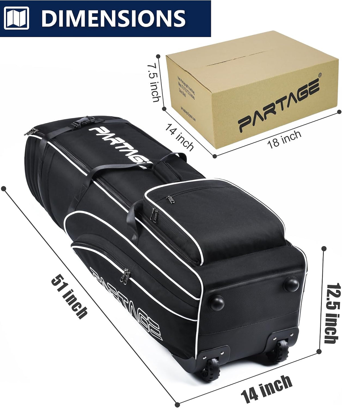 Golf Travel Bag with Wheels, Airline Travel Case, 900D Oxford
