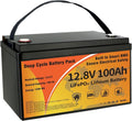 12V 100Ah LiFePO4 Battery, 1280Wh Lithium Battery Group 31 Smart 100A BMS, 15000+ Deep Cycles 10-Year Lifespan Low