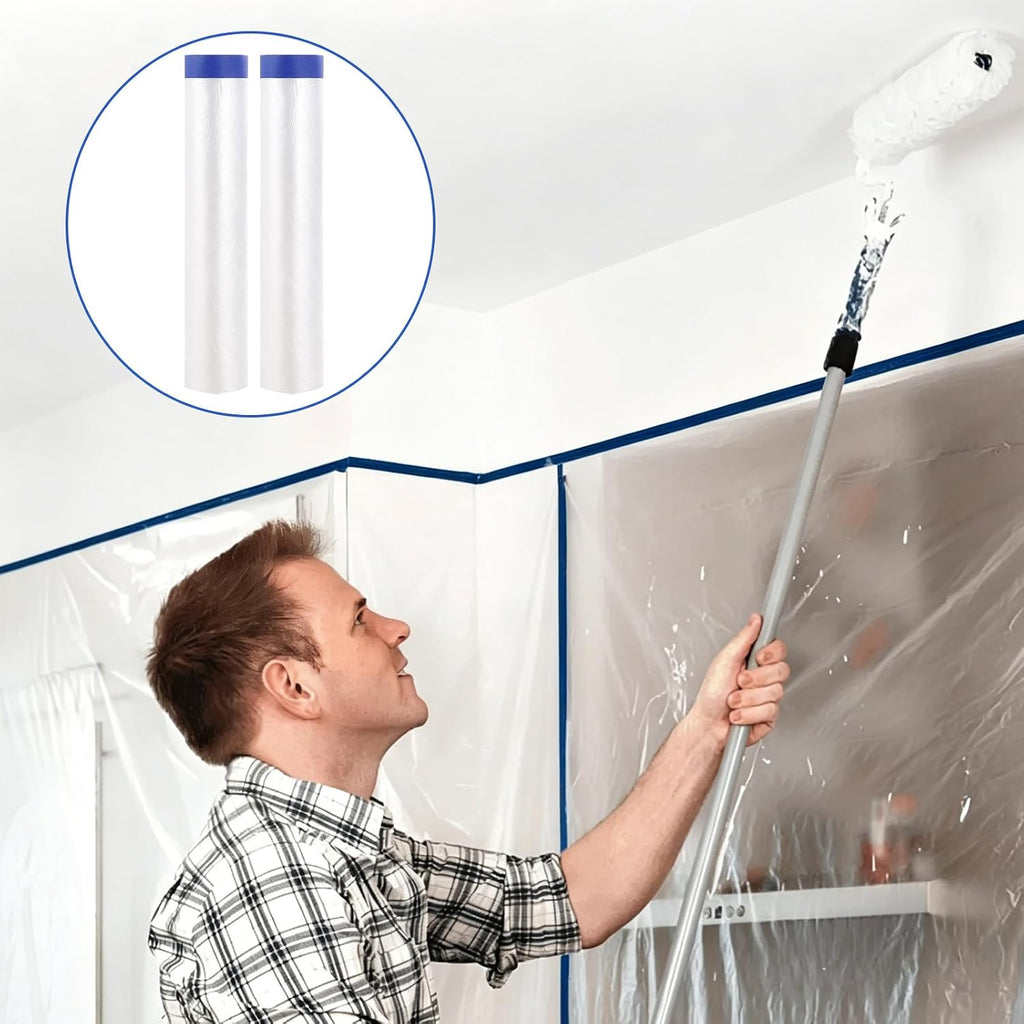 Pre-Taped Painter Plastic Sheeting for Painting 106IN x 88FTx 4Roll