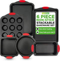 Baking Pans Set - 6 Piece Bakeware with Nonstick Carbon Steel for Easy Release and Cleanup, Durable and Versatile