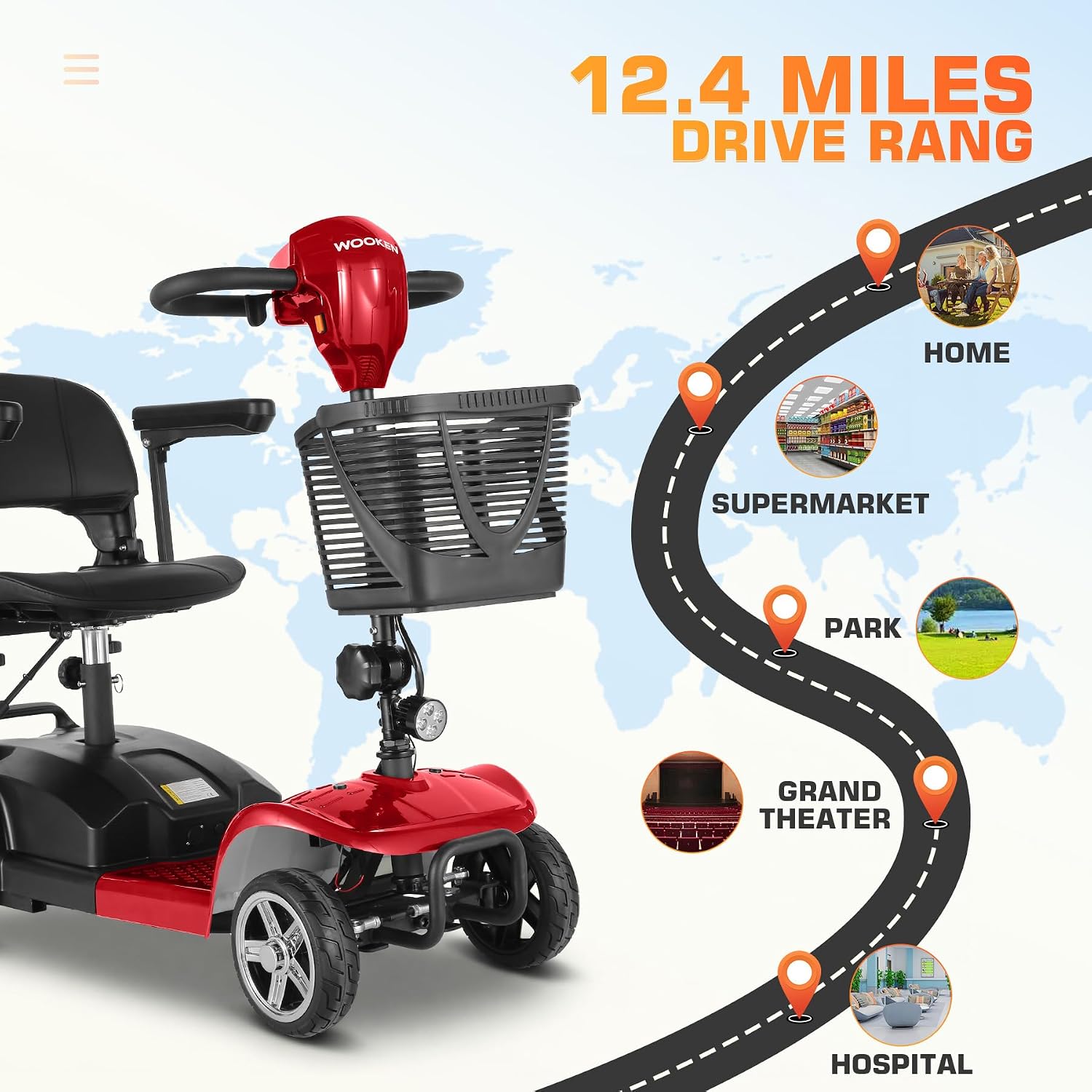 4-Wheel Mobility Scooter for Seniors, Adults, Elderly