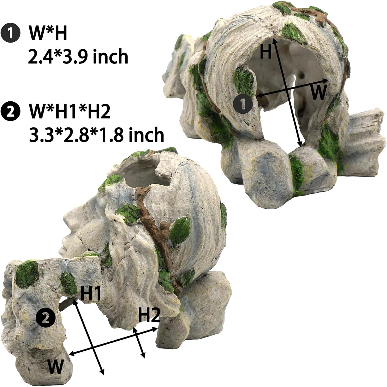 Reptile Cave Hideout Tank Accessories Decorations, Aquarium Hideaway Cave Fish Tank Decorations for Amphibians, Betta