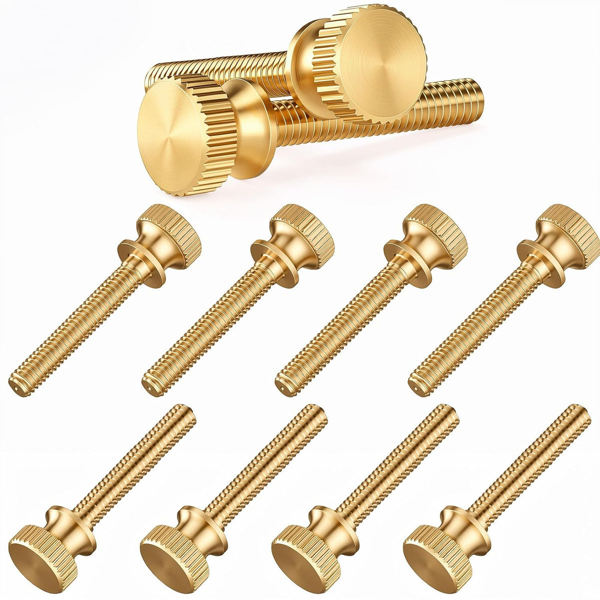 Hicarer 10 Pcs 8-32 x 1 Thumb Screws Brass Knurled, Threaded, Antique