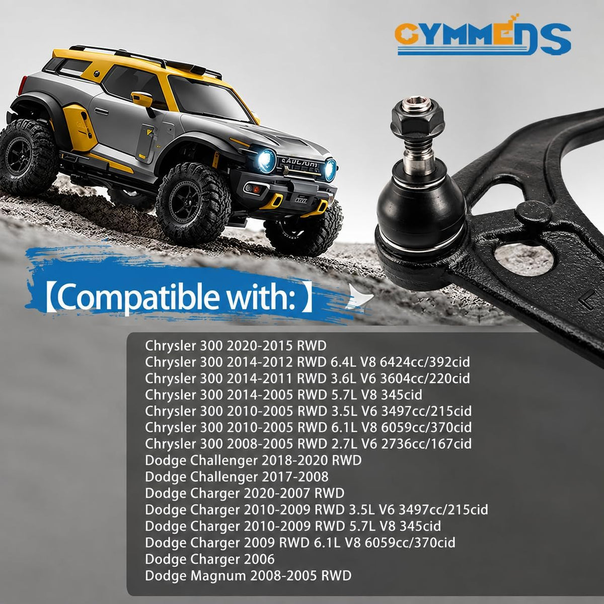 Front Upper Control Arm Compatible with 2005-2020 Chrysler 300, 2008-2020 Dodge Challenger, 2006-2020 Dodge Charger, 2005-2008 Dodge Magnum K620177 K620178 2PCS - RWD Only