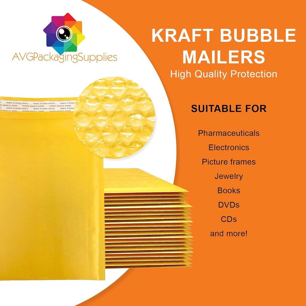 Kraft Bubble Mailers – Bulk Padded Self-Seal #2 Envelopes (8.5" x 12") - Bubble Lined Shipping Envelopes - Industrial