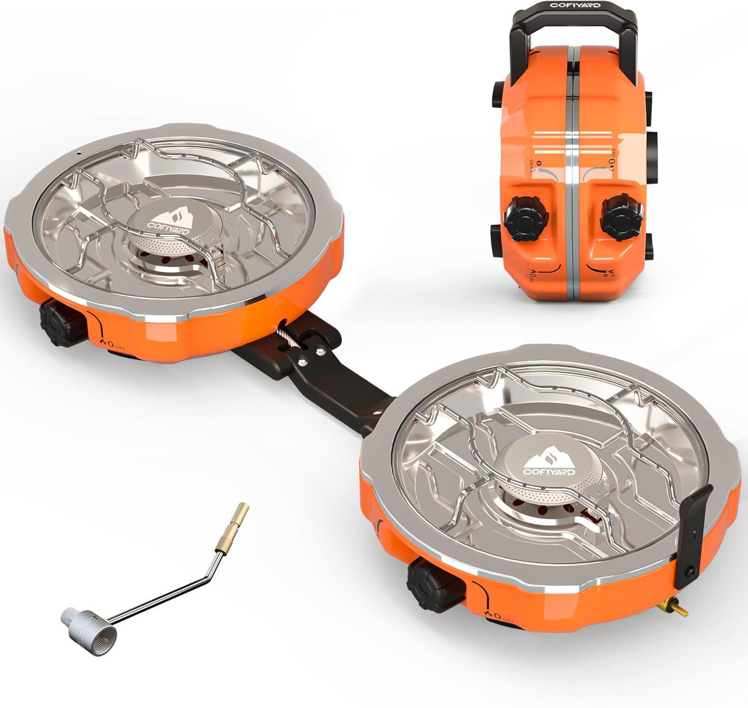 20,000 BTUs 2 Burner Propane Camping Stove, Portable Folding Camp Stove with Adjustable Burners, Regulator and