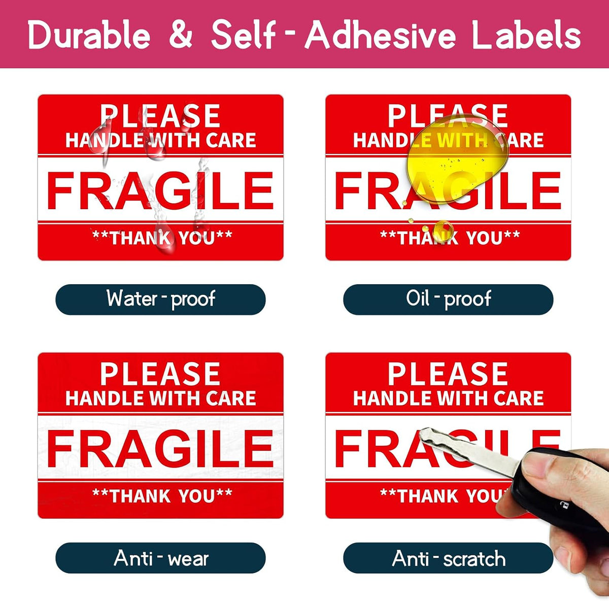 3 x 2 inch Fragile Stickers for Shipping and Moving (12 Rolls, 6000 Labels)