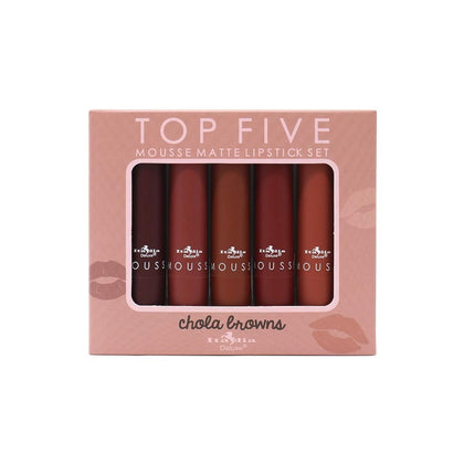 Top Five Mousse Matte Lipstick Set Chola Browns