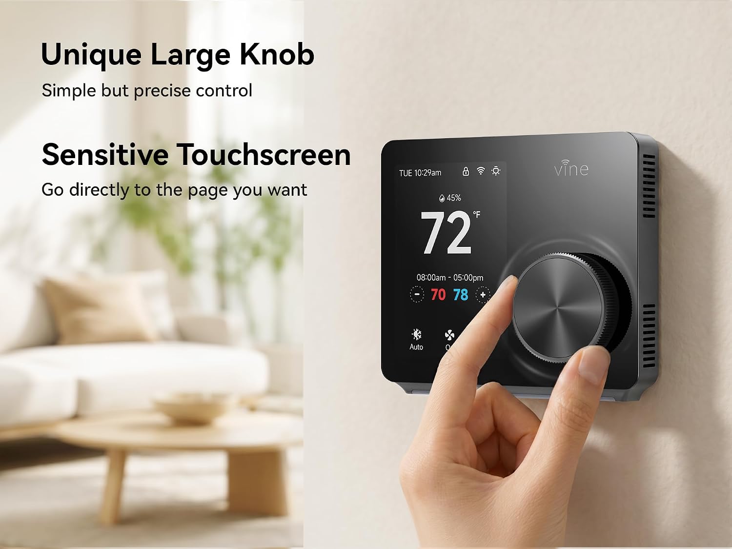 Smart Thermostats for Home with Large Knob - WiFi Thermostat for House with Nightlight, 7x8Period Programmable