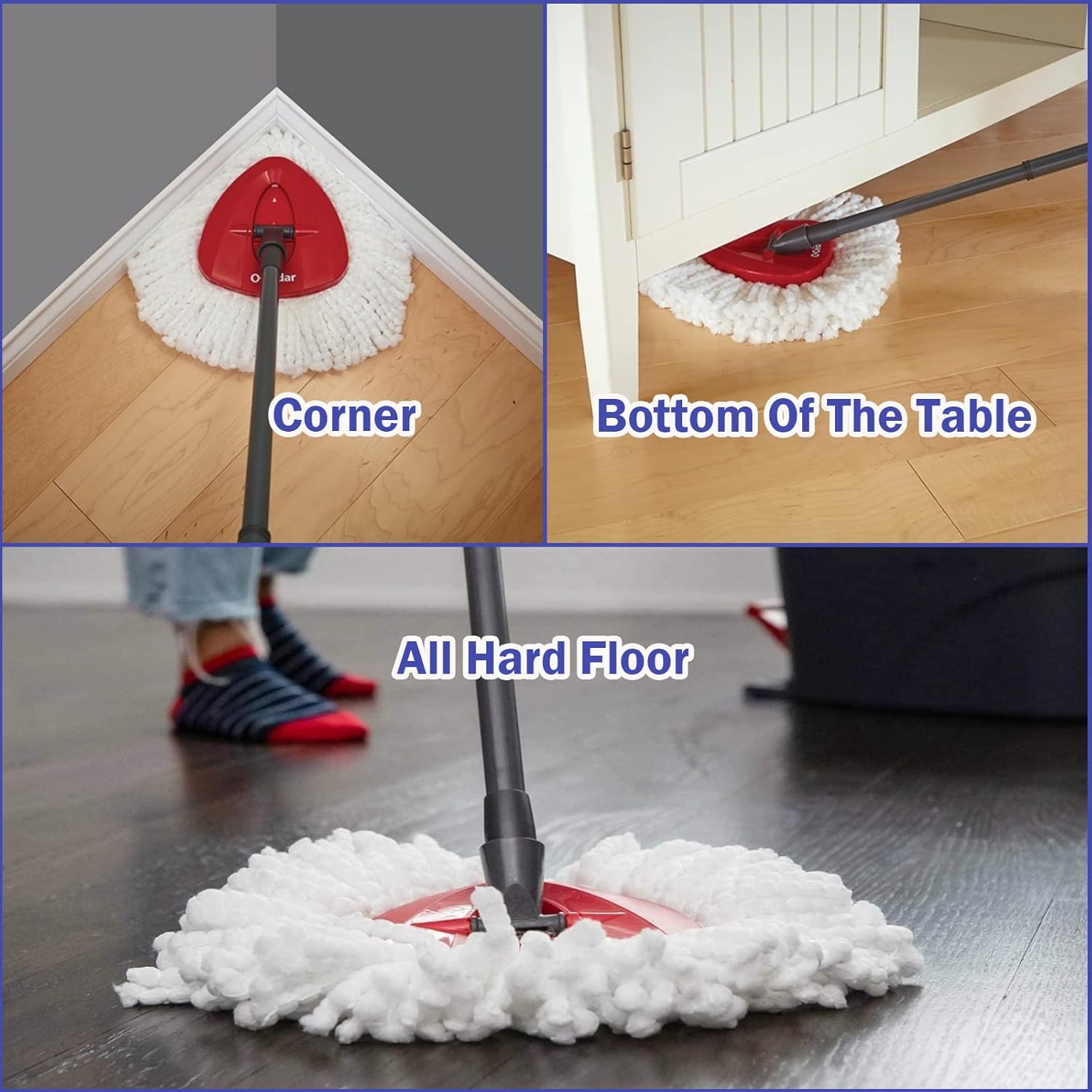 Spin Mop Replacement Head 4 Pack Mop Refill Compatible with Ocedar Triangle Swivel Mops Microfiber Swivel Mop