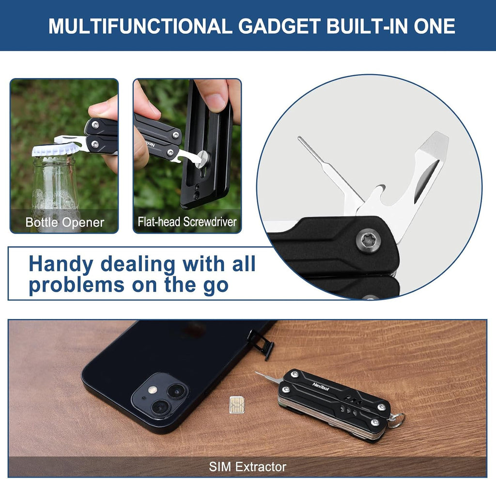 Mini Sailor Lite Keychain Multitool, Bladeless | 9-in-1 Small Multitool, TSA-Compliant, EDC Tools with SIM Extractor