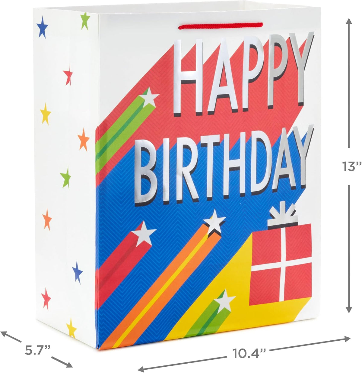 Assorted Birthday Gift Bags, 8-Pack (Balloons, Red, Blue, Yellow)