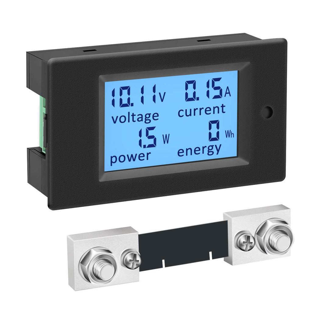 DC Power Meter, 8-100V 100A Volt Amp Watt Meter, LCD Display Multimeter Voltage Current Energy RV Battery Monitor