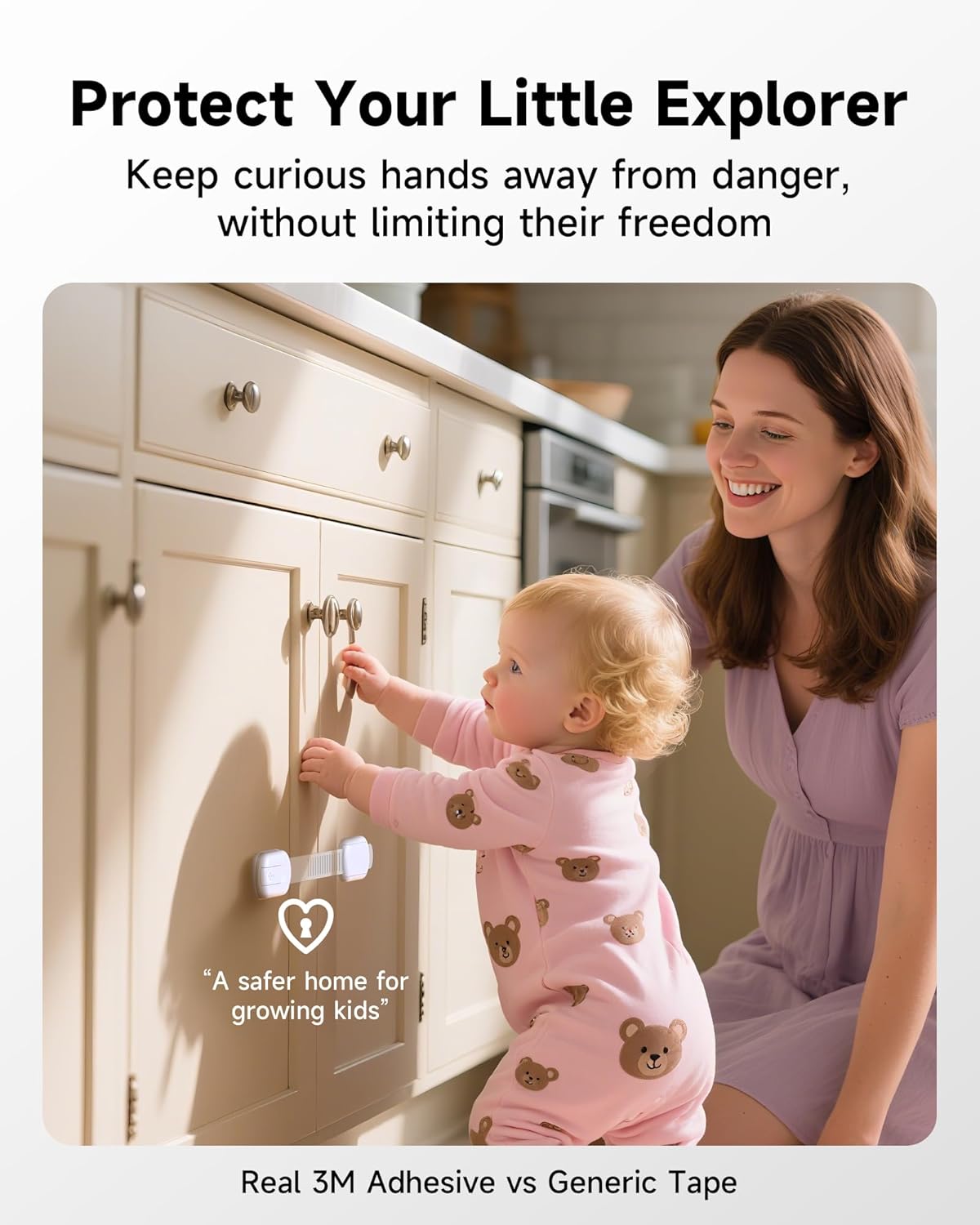 12 Pack Cabinet Locks Baby Proofing Heavy Duty - Child Safety Cabinet Locks for Drawers, Cupboards & Fridge – No