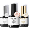 Gel Base Top Coat Set with Nail Primer, 3 Pcs No Wipe Clear Base and Top Coat Nail Bonder Primer Set for Nails Super