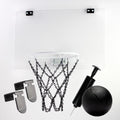 Clear Backboard MINI Basketball Hoop Set with White Rim and Metal Chain Net, Includes Door Hooks, Ball, Pump, 9-inch