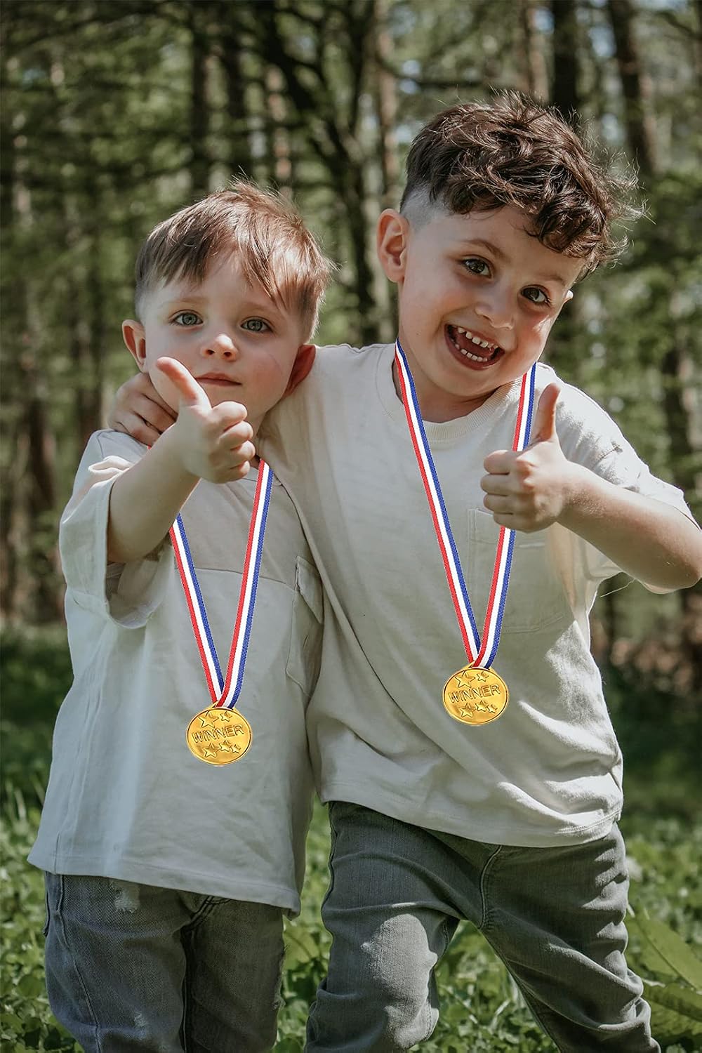 40 Pieces Plastic Gold Winner Award Medals Bulk for Sports, Games Competitions, Party Favors and Decorations