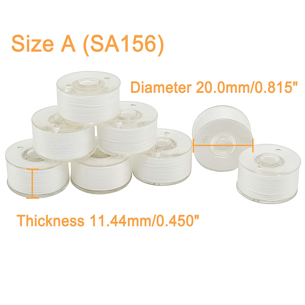 25pcs Size A SA156 Prewound Bobbin Thread -White