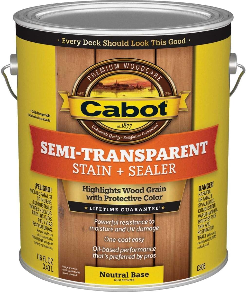 Stains 0306 Exterior Stain, Semi-Transparent Oil with Neutral Base, 1 Gallon