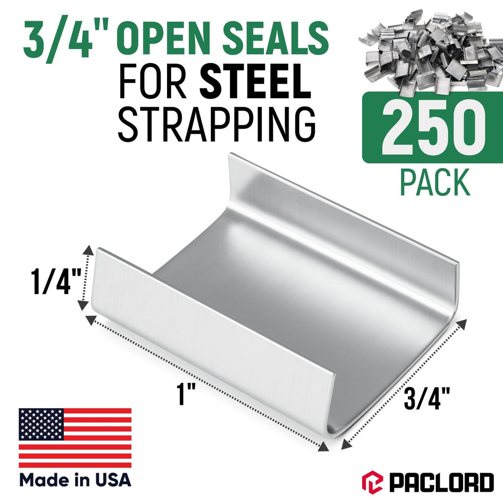 3/4" Open Seals for Steel Strapping, Pack of 250